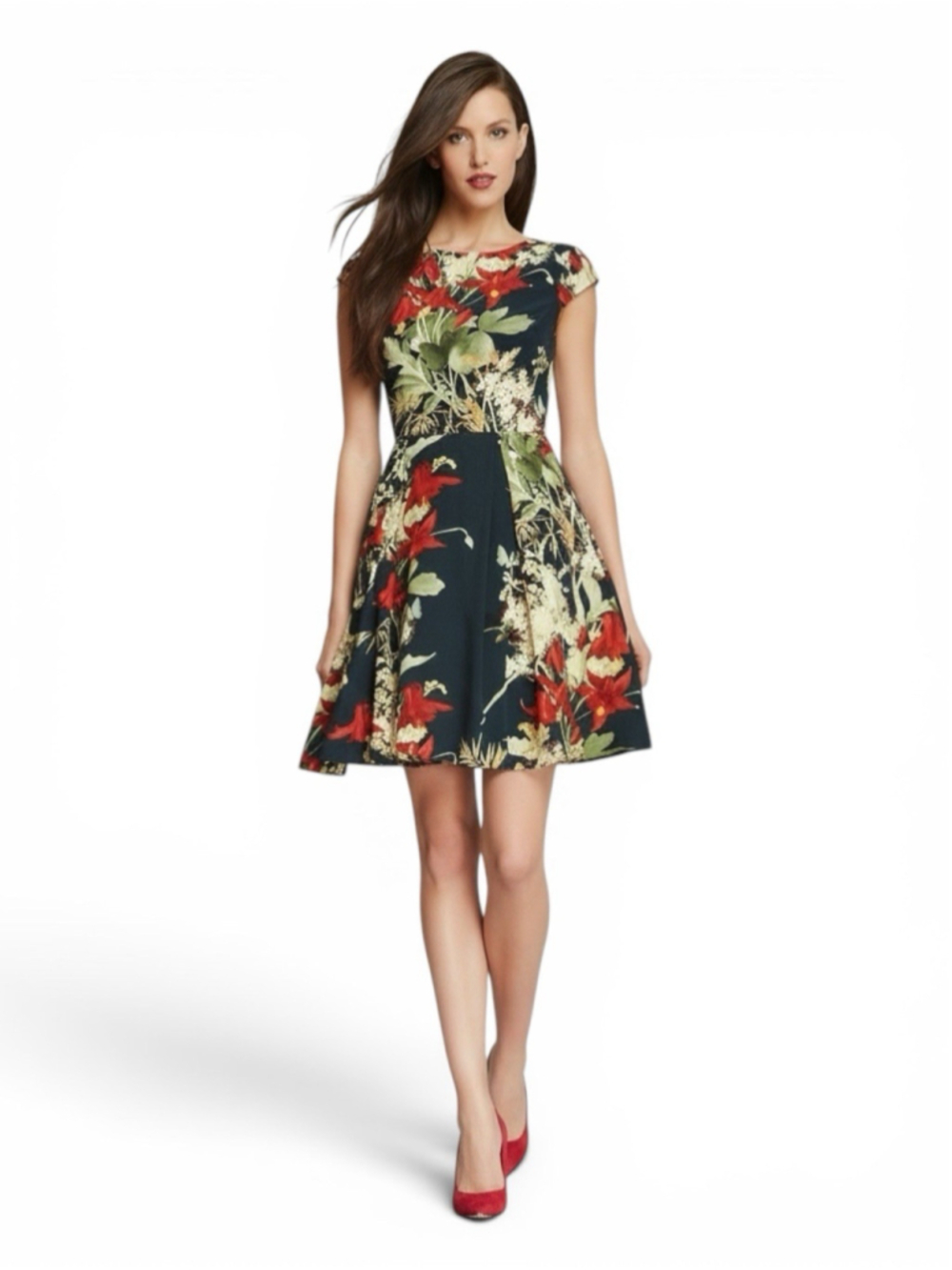 Ted Baker Torella Floral Silk Mini Dress Fit & Flare Cocktail Navy Size 2 US 6